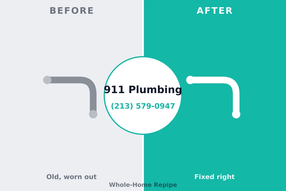 Before and after: plumbing repair West Sacramento, CA